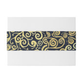 Navyblauw en goud chique luxe donkere winterhuweli uitnodigingen wikkel (Achterkant Voorbeeld)