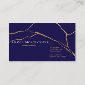 Navyblauw en Goud Kintsugi Professioneel Visitekaartje (Achterkant)