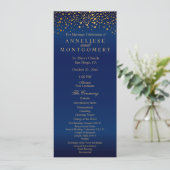 Navyblauw en Gouden Confetti Stippen - Progam Programmakaart (Staand voorkant)