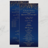 Navyblauw en Gouden Confetti Stippen - Progam Programmakaart (Voorkant / Achterkant)