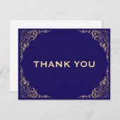 Navyblauw en gouden glitters Kader Bedanktkaart Bedankkaart (Voorkant / Achterkant)