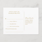 Navyblauw en gouden hart script song verzoek RSVP Uitnodiging Briefkaart (Achterkant)