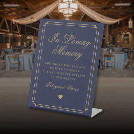 Navyblauw en gouden herdenkingsteken 'Ter liefdevo Reclamebord Met Voetstuk
