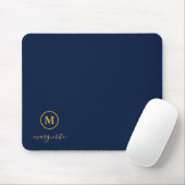 Navyblauw en gouden monogram muismat (Met muis)