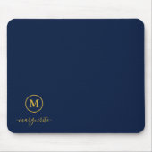 Navyblauw en gouden monogram muismat (Voorkant)