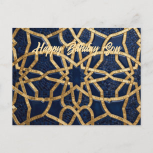 Navyblauw en gouden verjaardagskaart voor jongens briefkaart