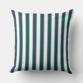 Navyblauw en groen gestreepte kustworp kussen
