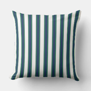 Navyblauw en groen gestreepte kustworp kussen