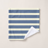 Navyblauw en off-white strepen bad handdoek (Wasdoekje)