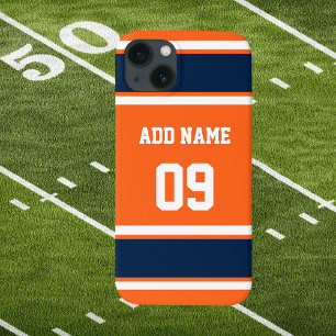Navyblauw en oranje sportstreep Case-Mate iPhone case