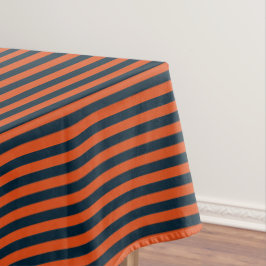 Navyblauw en oranje streep tafelkleed