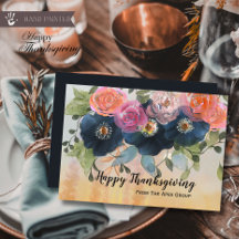 Navyblauw en perzik bloemig zakelijk Thanksgiving