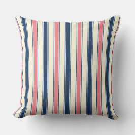 Navyblauw en roze gestreepte kustworp kussen