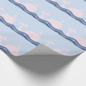 Navyblauw en Roze Walvis Cadeaupapier (Hoek)
