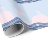 Navyblauw en Roze Walvis Cadeaupapier (Rol Hoek)