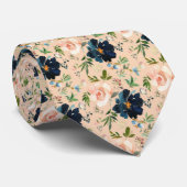 Navyblauw en roze waterverf bloemrozen nek Ti Stropdas (Opgerold)