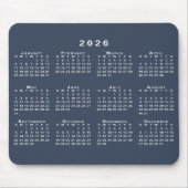 Navyblauw en Wit 2026 Kalender Muismat (Voorkant)
