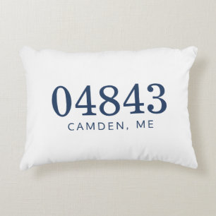 Navyblauw en Wit De Locatie Postcode Accent Kussen