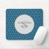 Navyblauw en wit diamant monogram muismat (Met muis)