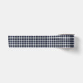 Navyblauw en wit geruit tartan satijnen lint (Voorkant)