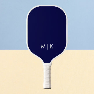 Navyblauw en Wit | Modern Monogram Pickleball Paddle