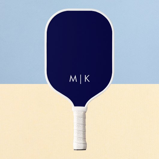 Navyblauw en Wit | Modern Monogram Pickleball Paddle