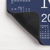 Navyblauw en wit monogram 2026 kalender muismat (Hoek)
