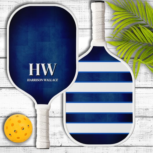 Navyblauw en wit monogram pickleballpaddle pickleball paddle