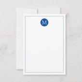 Navyblauw en witte polka stip monogram notitiekaartje (Voorkant)