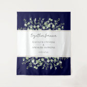 Navyblauw Eucalyptus Huwelijk Samen Voor Altijd  Wandkleed (Voorkant)