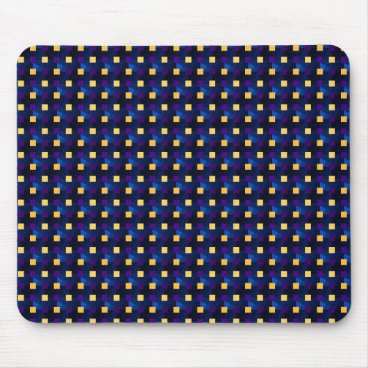     Navyblauw Geel Cute Modern Patroon Pixel Art Muismat (Voorkant)
