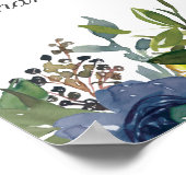 Navyblauw Geel Wit Bloemstuk Proefbruiloft Welkom Poster (Hoek)