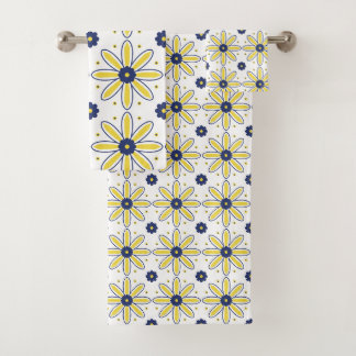 Navyblauw & Gele Middellandse-Zee-margriet Bad Handdoek