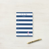 Navyblauw gestreept,Roze flamingo ,Takenlijst Post-it® Notes (Op bureau)