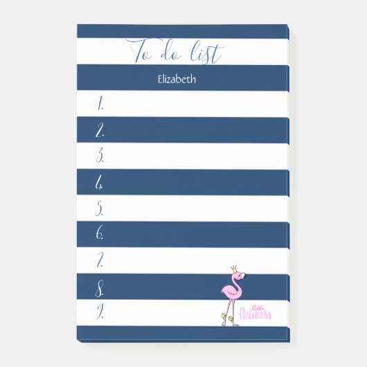 Navyblauw gestreept,Roze flamingo ,Takenlijst Post-it® Notes (Voorkant)