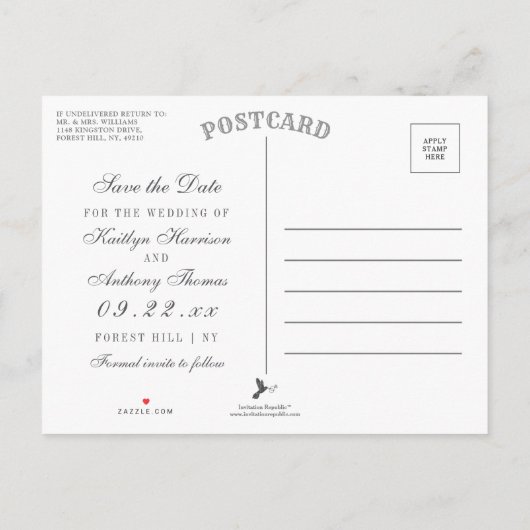 Navyblauw & Glam Zilver Confetti Save The Date Aankondigingskaart (Achterkant)