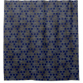 Navyblauw & Goud Abstract Geometrisch Patroon Luxe Douchegordijn (Voorkant)