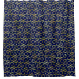 Navyblauw & Goud Abstract Geometrisch Patroon Luxe Douchegordijn