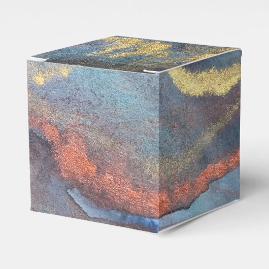 Navyblauw & Goud Aquarel Marmer Modern Abstract Bedankdoosjes (Voorkant Zijde)