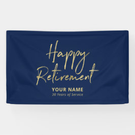 Navyblauw & Goud Gelukkig Pensioen Feest Spandoek