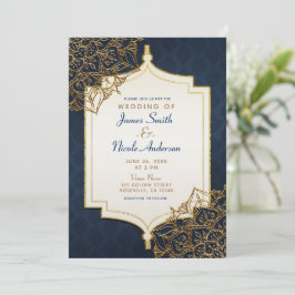 Navyblauw & Goud Marokkaanse Arabische Nachten Bru Kaart