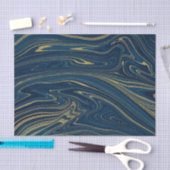 Navyblauw & Goud Moderne Glam Marmer Elegant Tissuepapier (Craft)