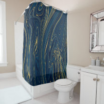 Navyblauw & Goud Moderne Glamour Marmeren Elegante