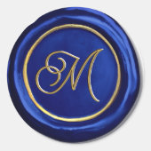 Navyblauw & Goud Moderne Monogram Wax Zegelsticker Ronde Sticker (Voorkant)