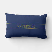 Navyblauw & Goud Naam Achternaam of Bedrijfsnaam Kussen (Achterkant)