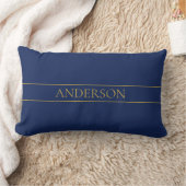 Navyblauw & Goud Naam Achternaam of Bedrijfsnaam Kussen (Deken)
