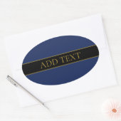 Navyblauw & Goud Naam Achternaam of Bedrijfsnaam Ovale Sticker (Envelop)