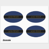 Navyblauw & Goud Naam Achternaam of Bedrijfsnaam Ovale Sticker (Vel)