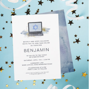 Navyblauw & Goud   Virtuele Laptop Bar Mitzvah