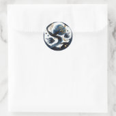 Navyblauw & Goud Vis Strand Bruiloft Ronde Sticker (Tas)